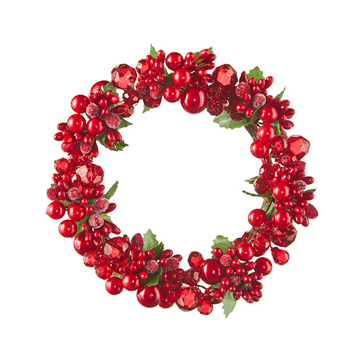 Beaded Berry and Crystal Mini Wreath Candle Ring