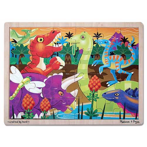 Melissa & Doug Prehistoric Dinosaurs at Sunset Wooden Jigsaw Puzzle (24 pcs)