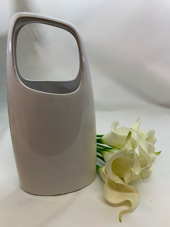 Handle Vase Short - White