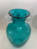 Bubble Glass Urn Vase - Teal