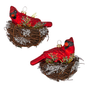 4.5" Cardinal in Nest Ornament