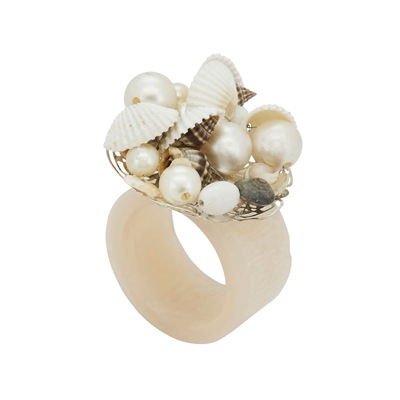 Beaded + Resin and Seashell Napkin Ring