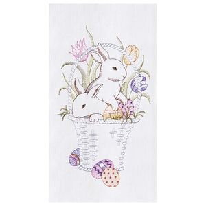 Bunny Basket - Flour Sack Kitchen Towel