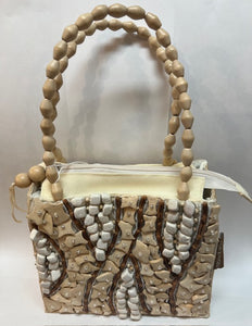 Small Purse/Tote with Wood Bead Handles - by Sun N Sand