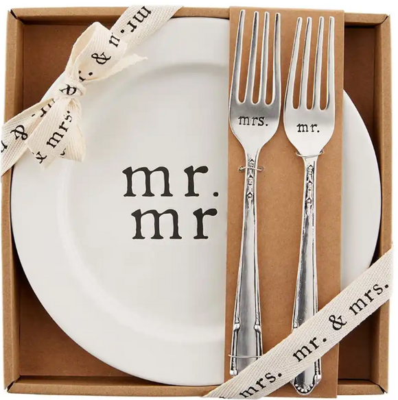 Mr. & Mrs. Wedding Cake Plate Set