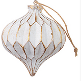 4.5" White and Gold Textured Finial Ornament - 2 Styles Available