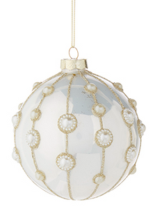 4" Pearl Embellished Ornament - 2 Styles Available