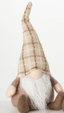 Cream Plaid Sitting Gnome - 2 Assorted