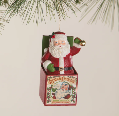 Santa in the Box Ornament - by Bethany Lowe