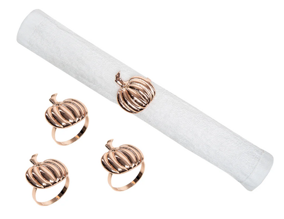 Copper Pumpkin Napkin Ring - Set of 4