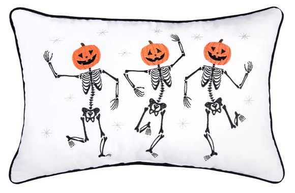 Pumpkin Skeleton Trio Pillow