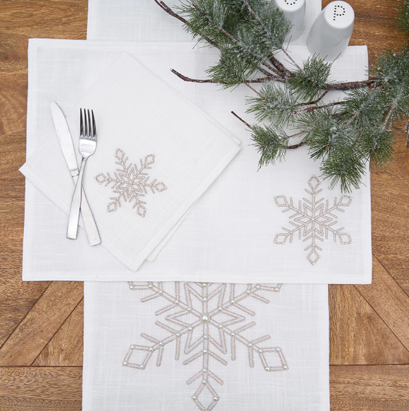 Champagne Snowflake Table Linens