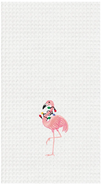 Flamingo with Lights - Flour Sack Kitchen Towel