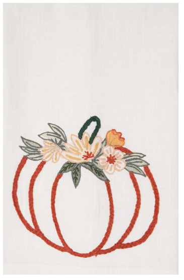 Autumn Botanical Pumpkin Floral Kitchen Towel