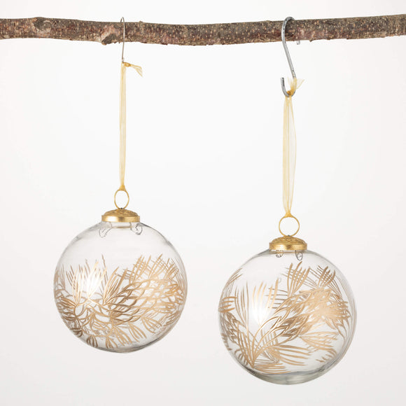 Gold Pine Ball Ornament