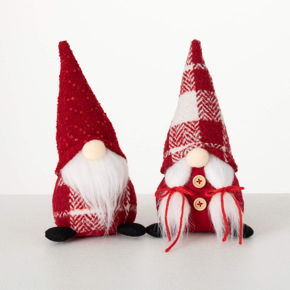 Red Plaid Sitting Gnome - 2 Styles Available