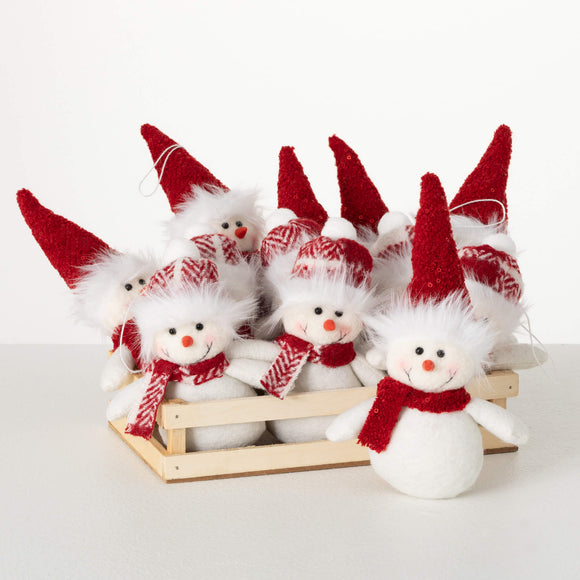 Crate Snowman Plush Ornament - 2 Assorted