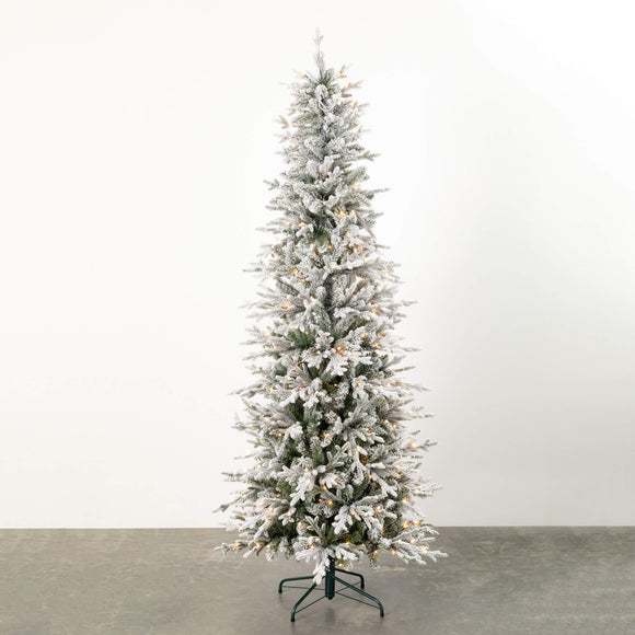 7' Lighted Slim Flocked Christmas Tree