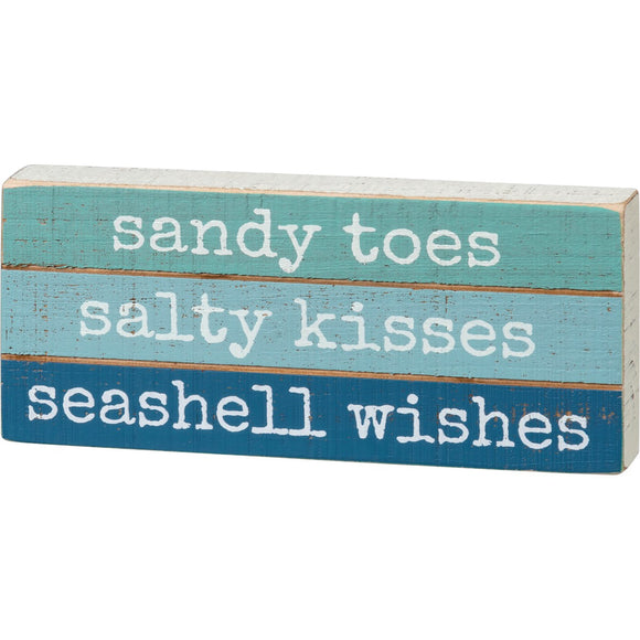 Slat Block Sign - Sandy Toes Seashell Wishes