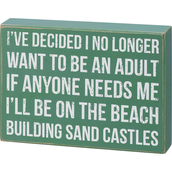 Box Sign - On The Beach Building Sand Castles