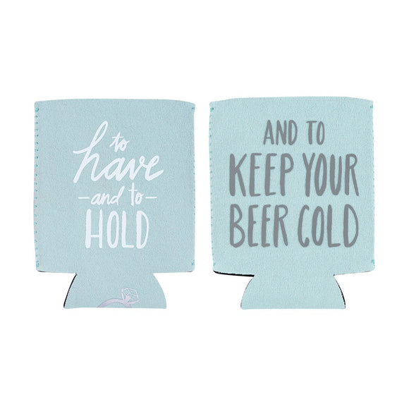 To Have and to hold...and to Keep Your Beer Cold - Bride & Groom Koozie Set