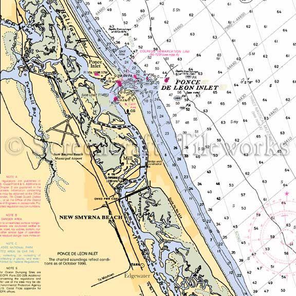 New Smyrna Beach Nautical Map - Absorbent Coaster