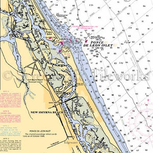 New Smyrna Beach Nautical Map Coasters - S/4