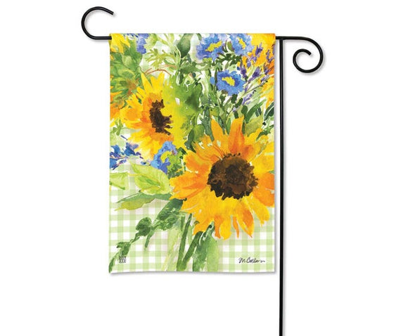 Sunflowers on Gingham Garden Flag