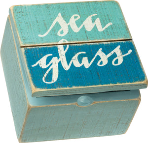 Slat Hinged Box - Sea Glass