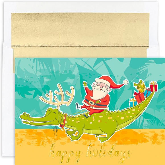 Santa & Gator Boxed Greeting Cards