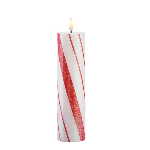 Glittered Peppermint Pillar Candle - by Uyuni
