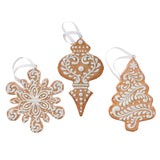White Icing Gingerbread Ornament - 3 Styles Available