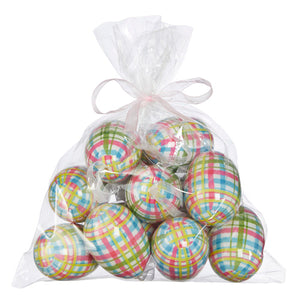 2.5" Spring Plaid Egg Ornaments - Bag of 12
