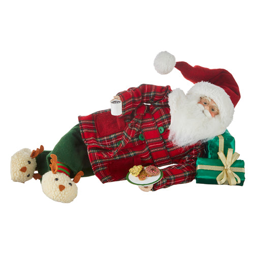 Santa Lying Down with Tray of Cookies
