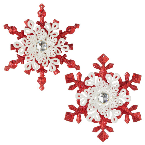 Red and White Snowflake Ornament - 2 Styles Available