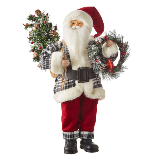 Santa Holding Tree and Wreath
