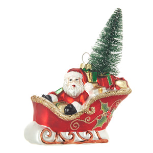 5.5" Santa in Sleigh Ornament