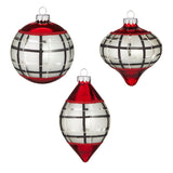 4" Plaid Ornament - 3 Assorted Shapes