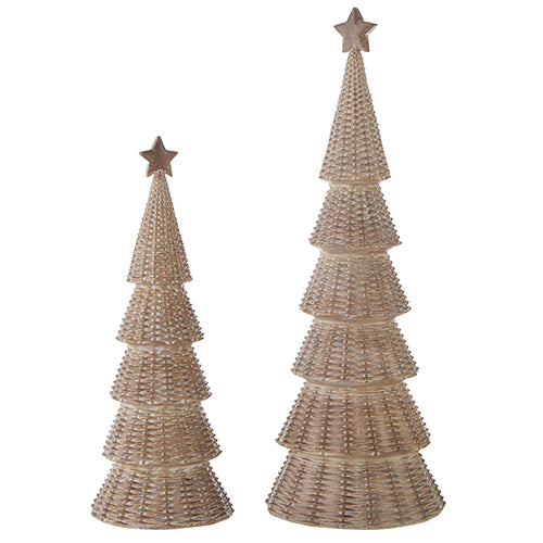 Basketweave Trees with Star - Set of 2