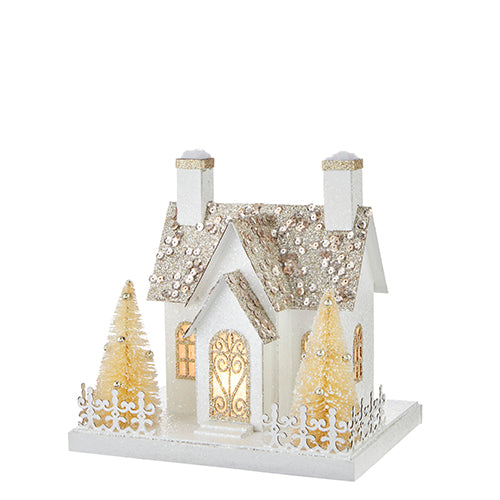 White and Gold Lighted House