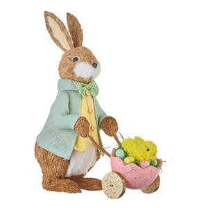 Bunny with Chick in Wagon 15.5"