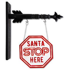 10" LED Santa Stop Here Hanging Sign - with Timer