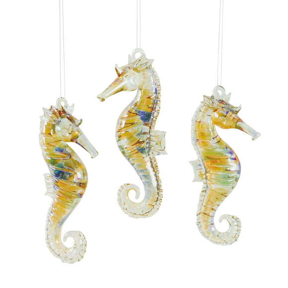Glass Seahorse Ornament - 3 Assorted