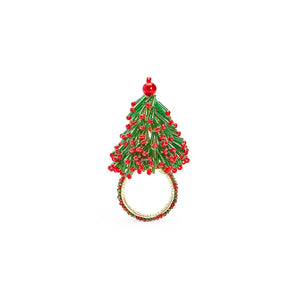 Glass Beaded Christmas Tree Napkin Ring