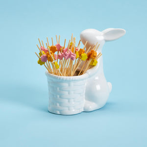 Easter Bunny with 20 Multi-Colored Flower Picks