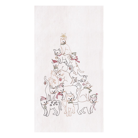 Cat Christmas Tree - Flour Sack Kitchen Towel
