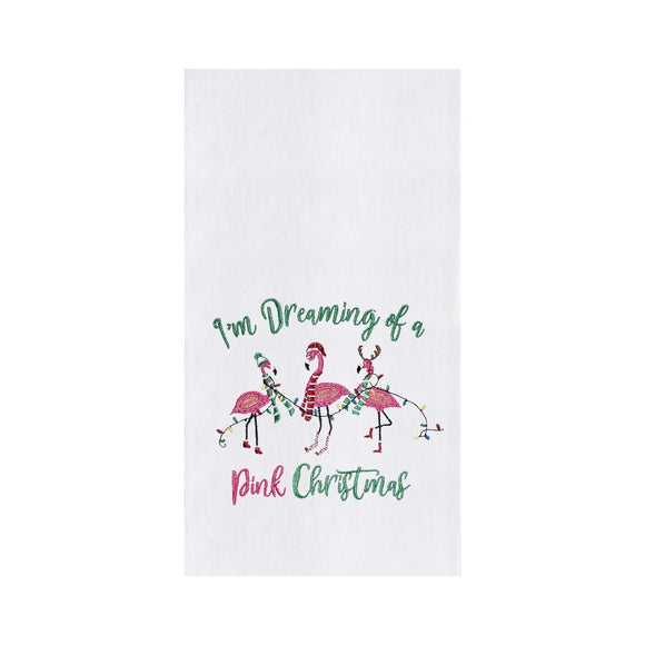 Pink Flamingos Christmas - Flour Sack Kitchen Towel