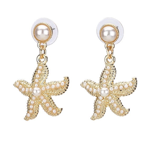 Starfish Stud Earring with Pearls