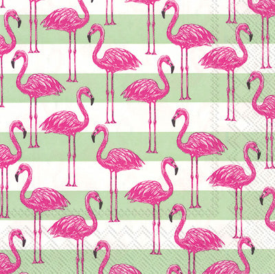 Flamingo Stripe Cocktail Napkin