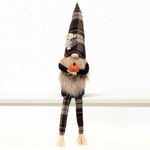 Scarecrow Gnome Holding Pumpkin with Dangle Legs - 23"